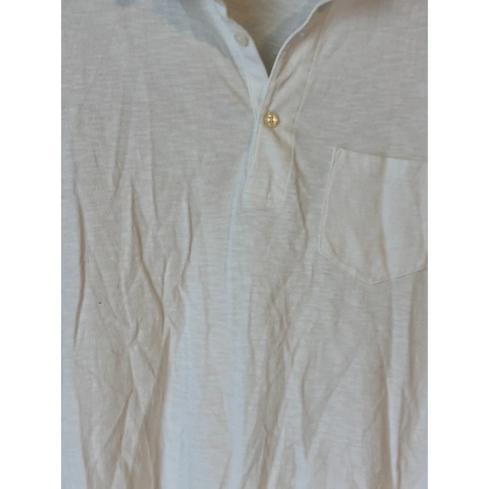 J.Crew Mens White Garment-Dyed Slub Cotton Knit Polo Shirt Small Pocket